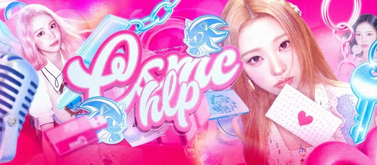 Pink fan banner with bubbly 3D lettering